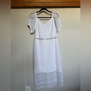 Express White Lace Midi Dress